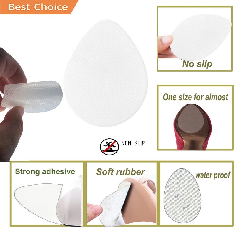 Feeke Non Slip Shoes Pads Self-Adhesive Shoe Grips Rubber Anti-Slip Shoe Grips Sole Stick Protector (Clear-5Pairs) - Image 3